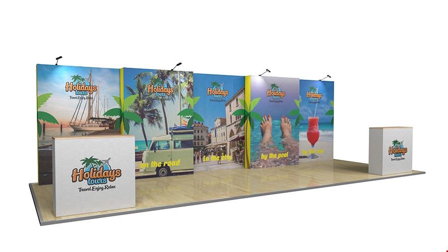 8m Tension Fabric Back Wall Exhibition Stand