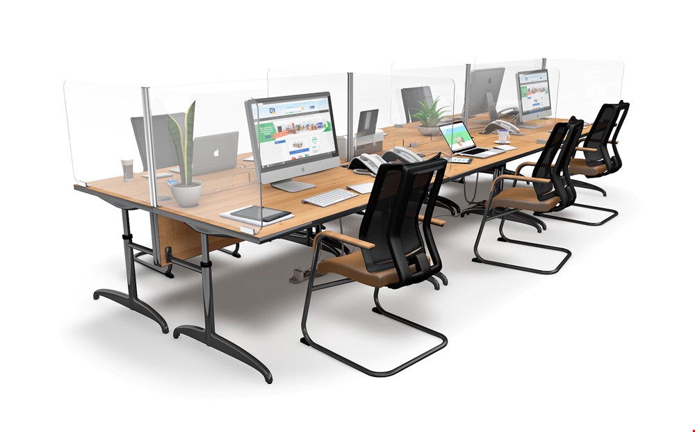 ACHOO®  Crystal Clear Modular Desk Screens 6 Bay Workstation Dividers