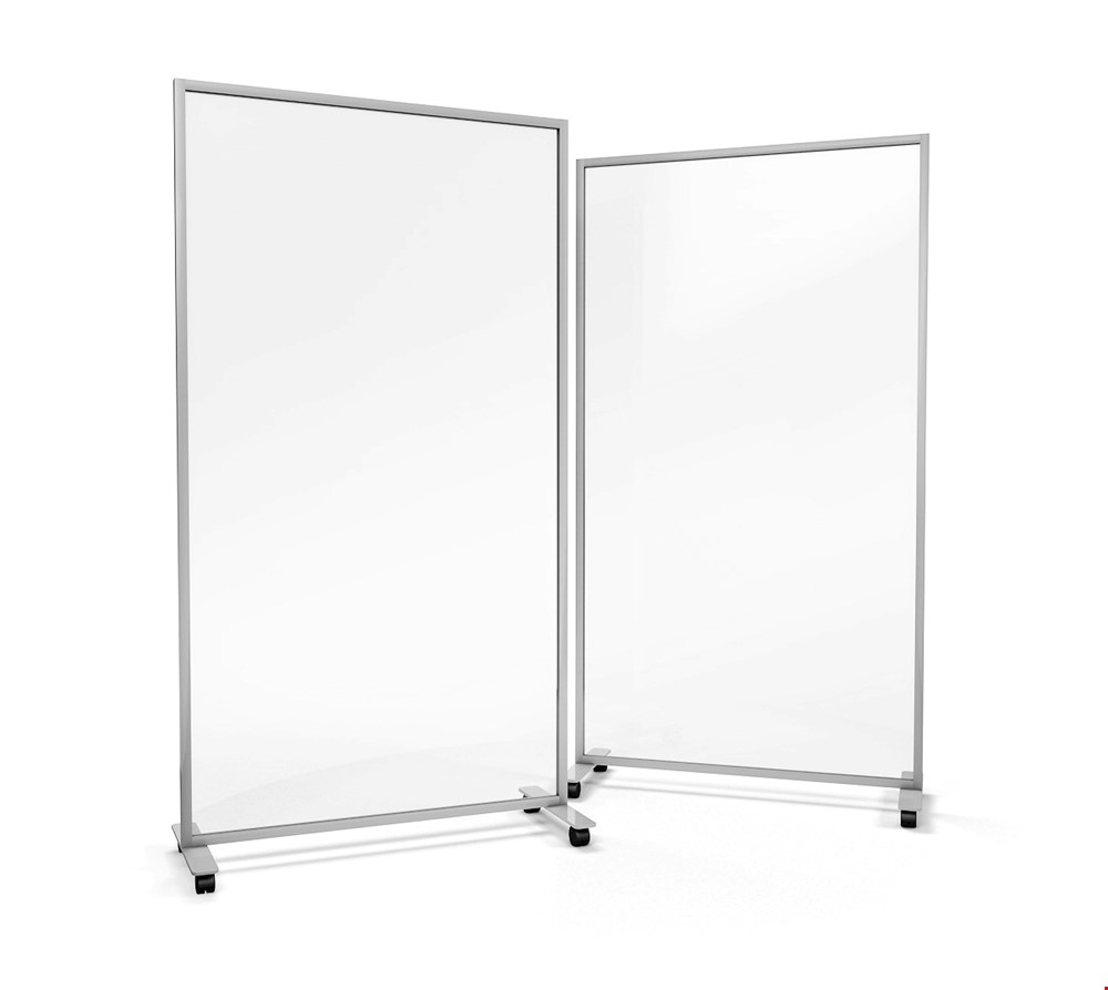 ACHOO® Crystal Clear Portable Glass Office Divider On Wheels