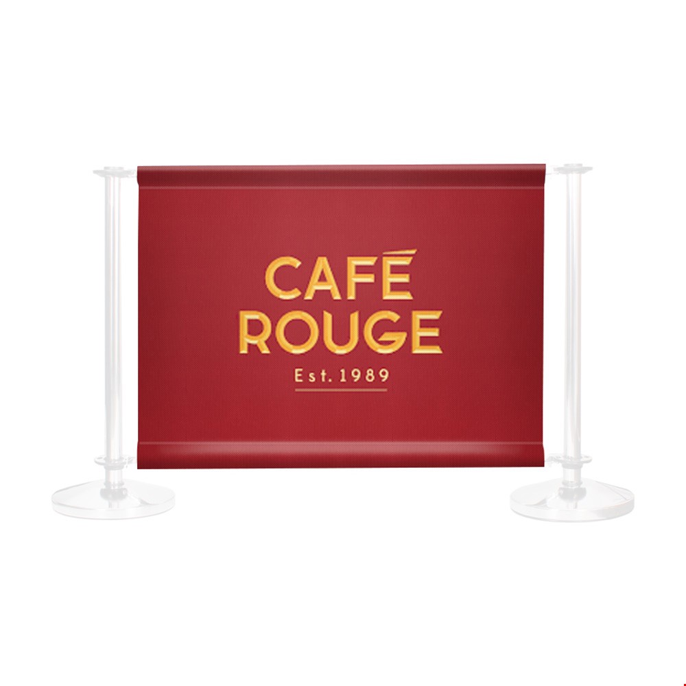 Adfresco® Café Barrier Printed Graphic. Choose From PVC, Mesh Or Polyester Canvas Media in Three Widths. Includes Cross Rails or Bungee Connectors. UK Made. 