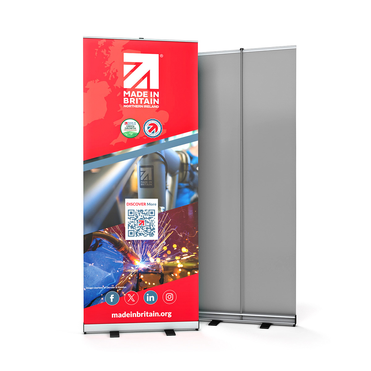 ENVOY® Roller Banner. Buy Pull Up Banners and Roller Banner Printing at Trade Prices From XL Displays. Next Day Dispatch. Printed in the UK. ENVOY® Pop Up Banners Include Custom Print, Banner Stand Hardware and Padded Carry Bag. 
