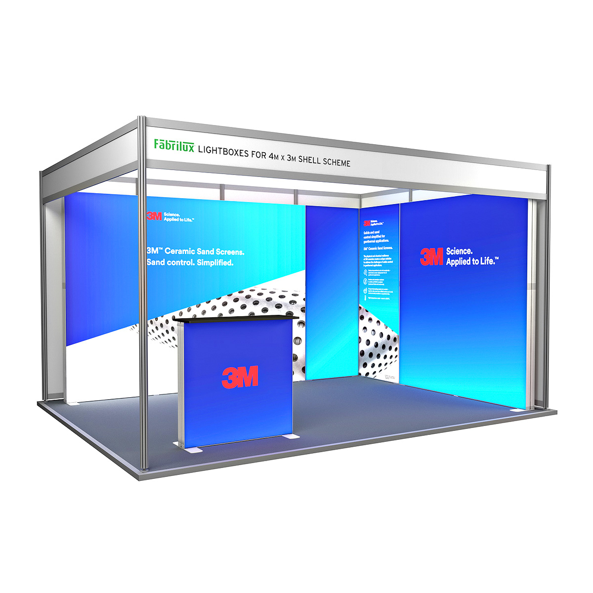 4m x 3m FABRILUX® LED Lightboxes Modular Exhibition Stand Shell Scheme