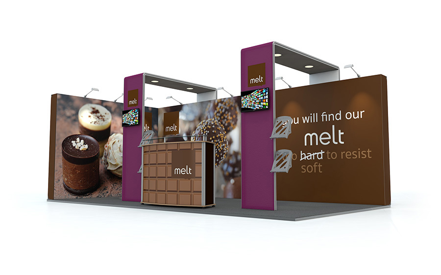 Linear Vector L-Shaped Exhibition Stand with Arches 3m x 6m