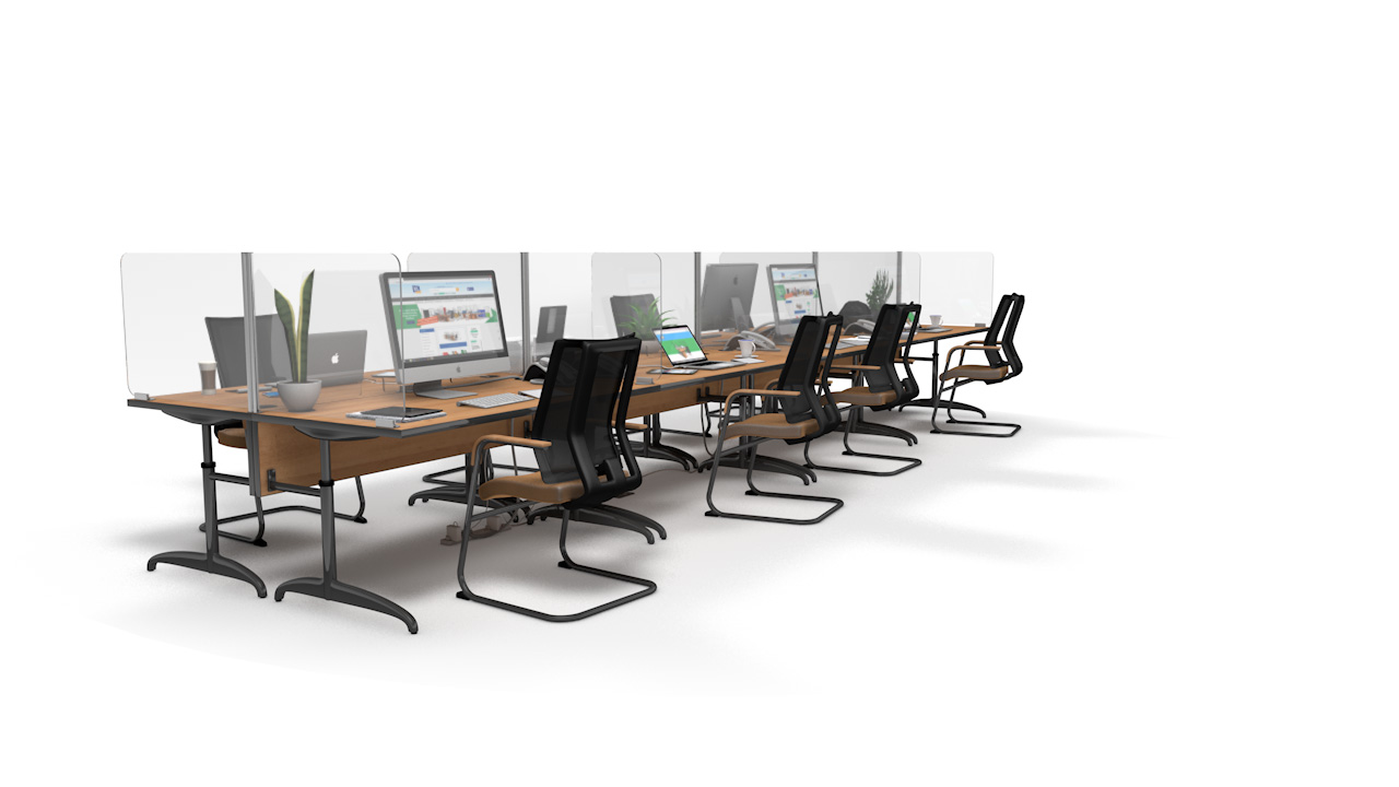 ACHOO<sup>®</sup>  Crystal Clear Modular Desk Screens 8 Bay Workstation Dividers