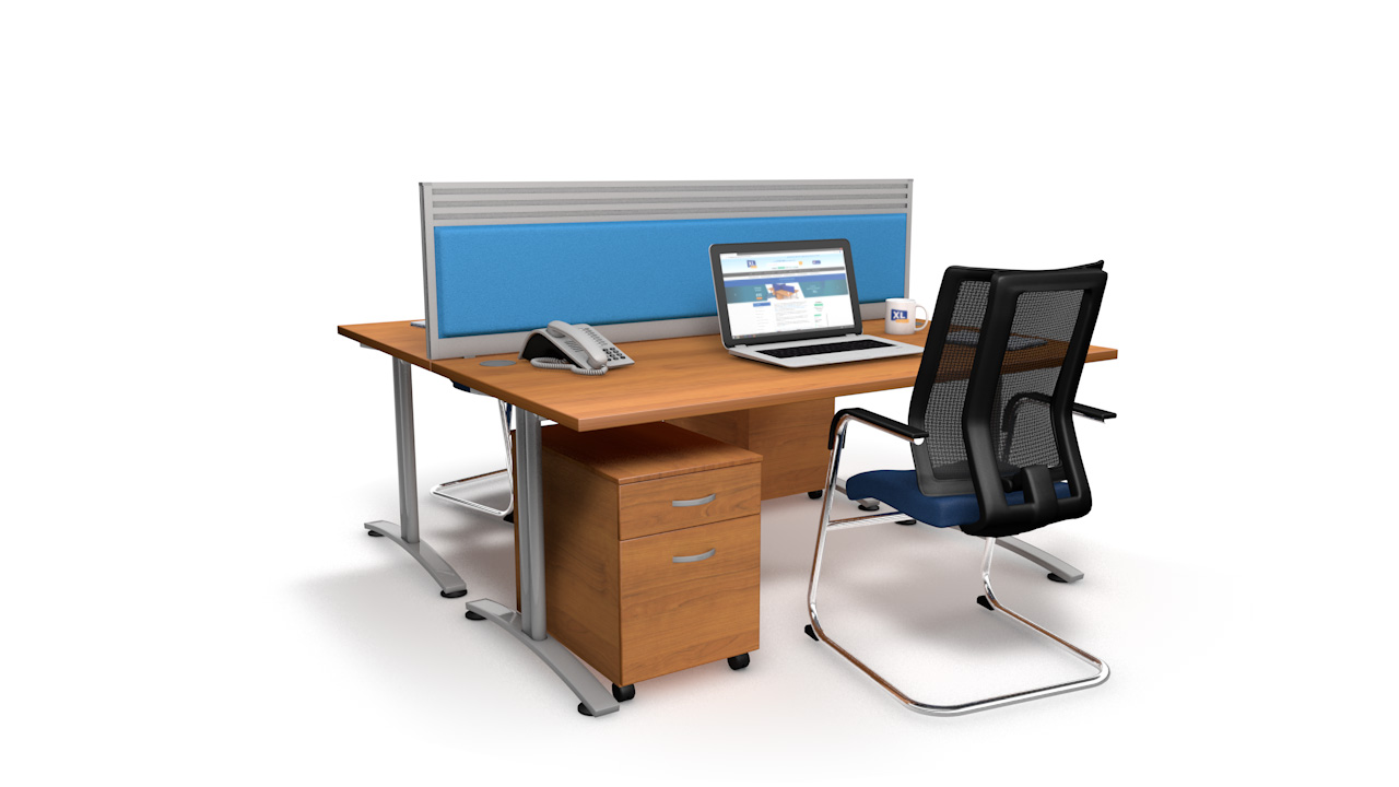 Premium Acoustic Desk Screen with Quad Tool Rail