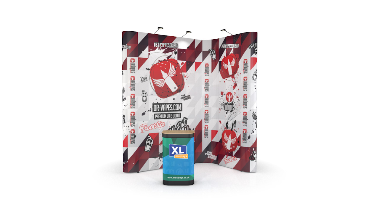 3m x 2m XL Jumbo Pop Up L-Shaped Exhibition Stand