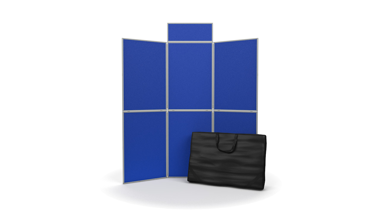 6 panel folding display board including header and carry bag