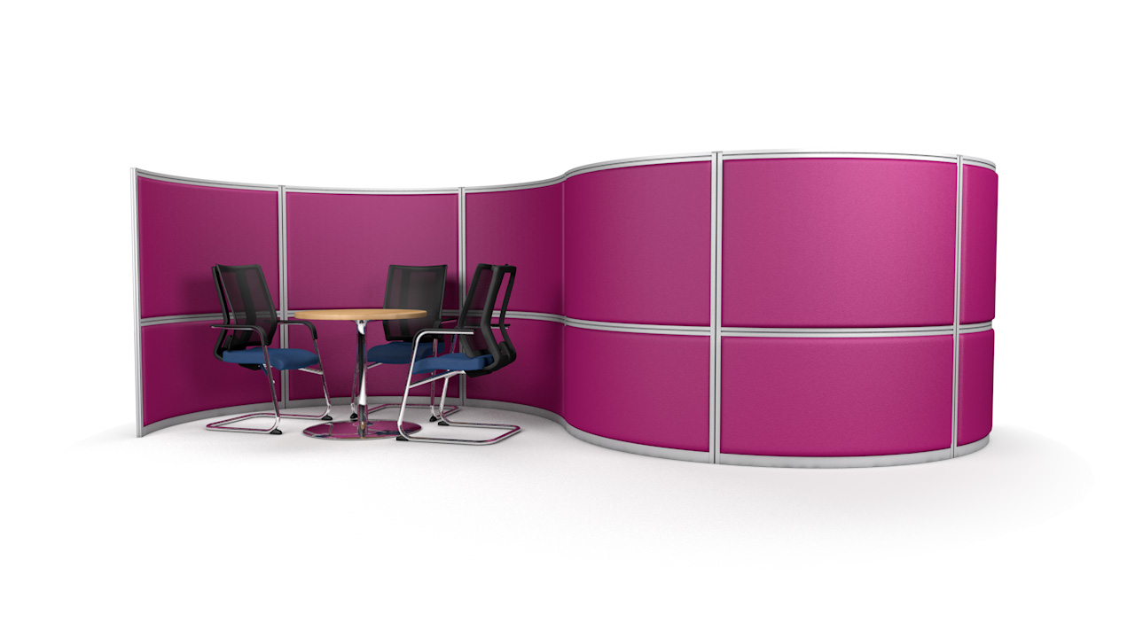 S-Shaped Acoustic Office Screen Wall With Two Meeting Booths