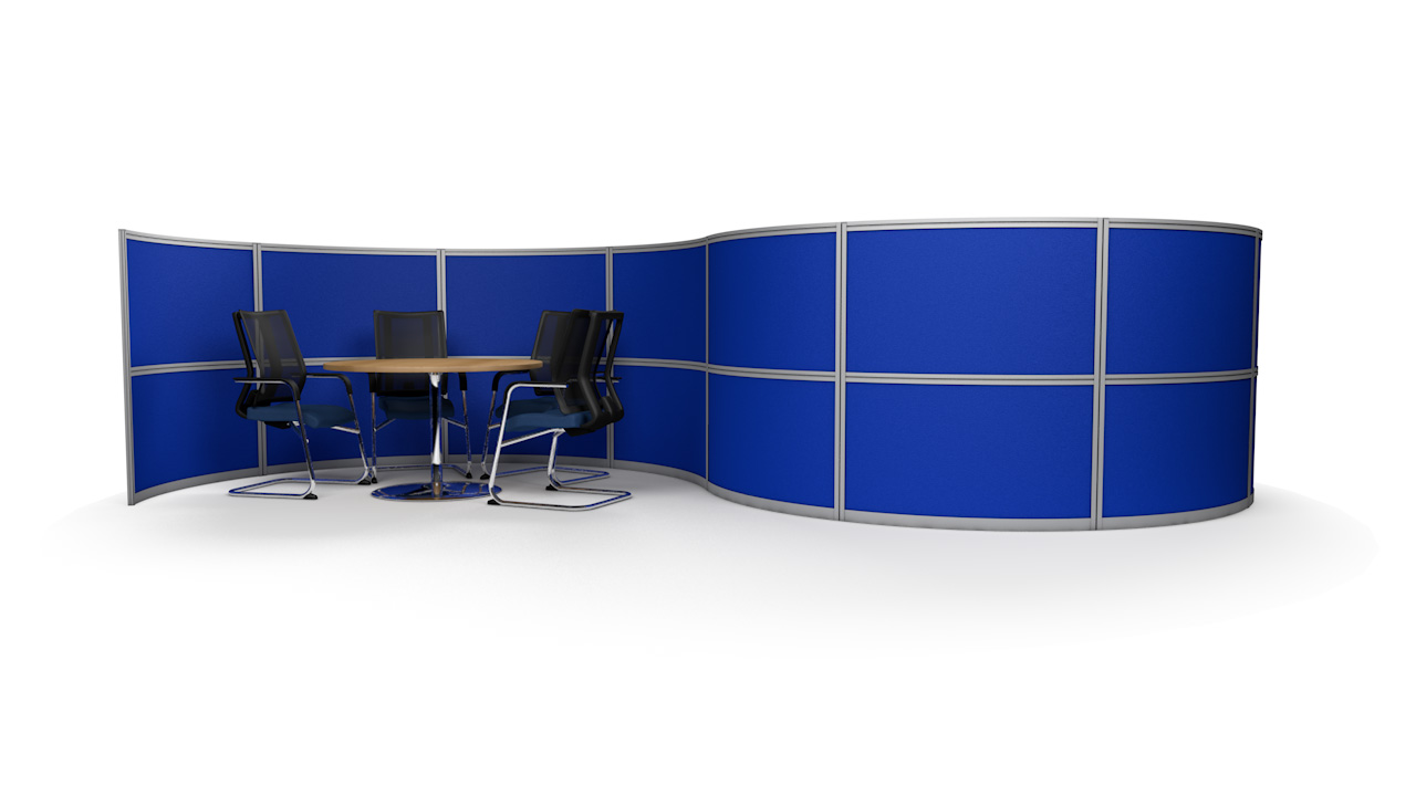 6m S-Shaped Office Partition Wall With Two Curved Meeting Pods
