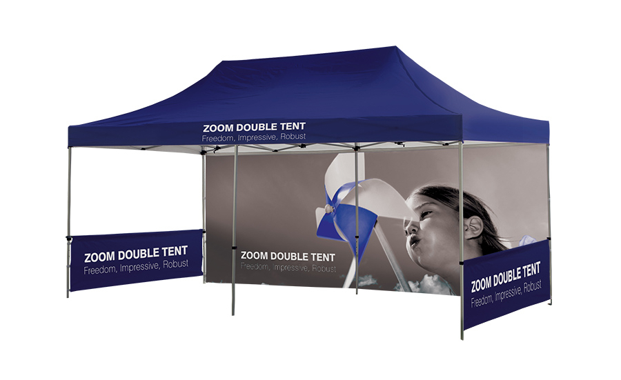 Double Gazebo With Two Half Walls