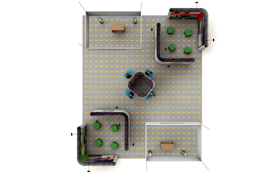12m x 10m Linked Pop Up Exhibition Stand Plan View