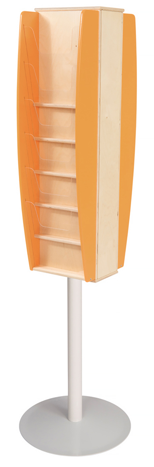12 x A4 Pocket Free Standing Literature Stand in Sunset Orange