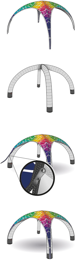 X-GLOO Roof Is Removable - Attached Using YKK Zippers