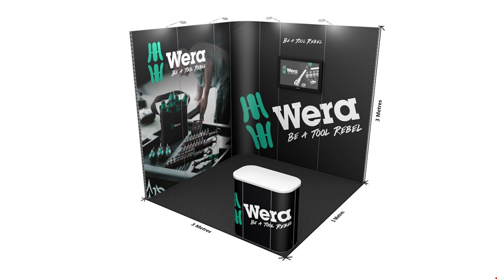 Integra® Exhibition Stand For Hire 3m x 3m x 3m High L-Shaped Rental Display With Installation And Dismantle Service