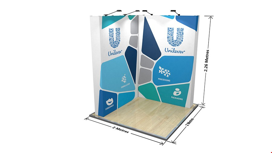 L-Shaped Fabric Pop Up Exhibition Back Wall 2m x 2m Dimensions 