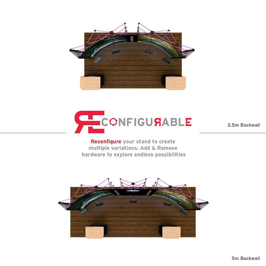 Create a Different Look Each Time - Using The Same Pop Up Hardware You Can Create Multiple Stand Configurations To Suit Different Sized Spaces