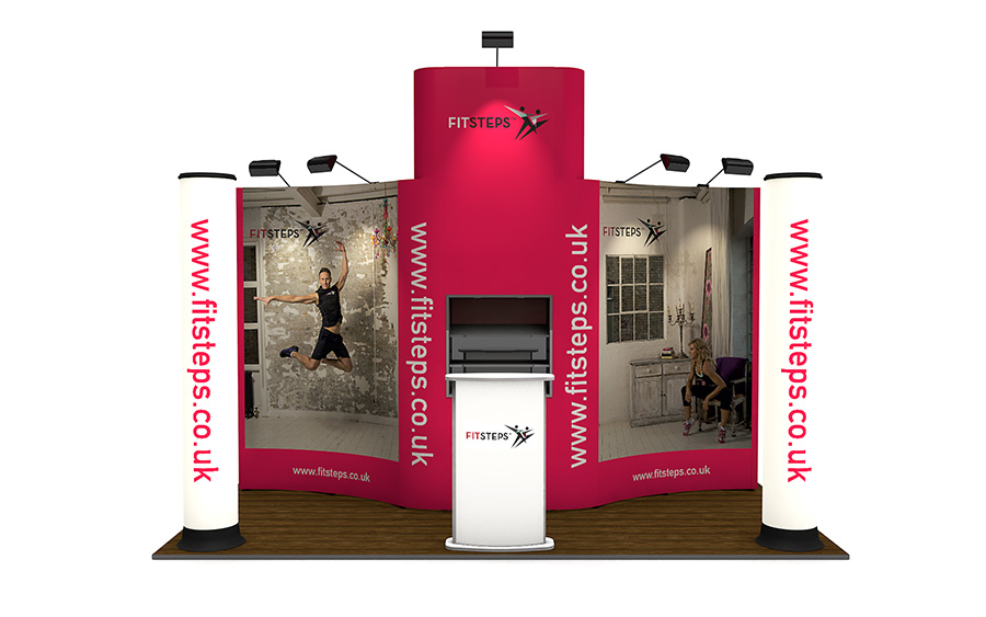 Linked Pop Up Stand With Illuminated Displays