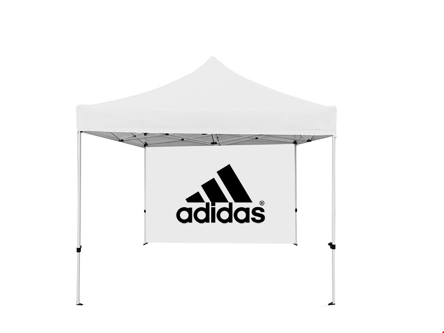 3m x 3m Outdoor Event Tent With Plain White Canopy & Printed Back Wall