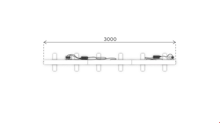 3m x 1m iLLUMiGO™ Lightbox Display Backwall Technical Drawing With Cabling 