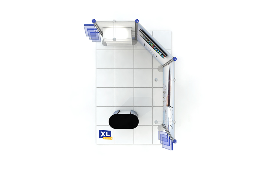 Plan View of L-Shape Centro Display System 3x2m