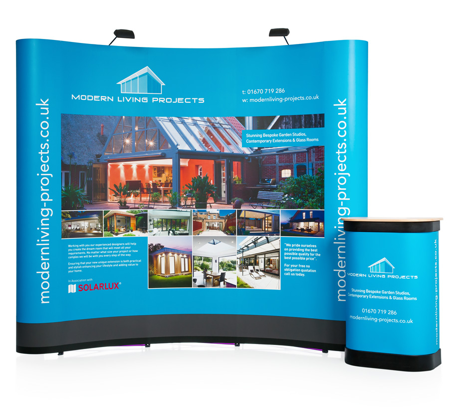 Double Sided 3x3 Pop Up Display Stand Curved