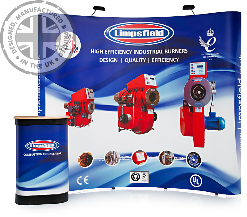 3x3 Pop Up Stand Exhibitor kit £425 with graphics, hardware, case, graphic wrap + 2 x Spotlights