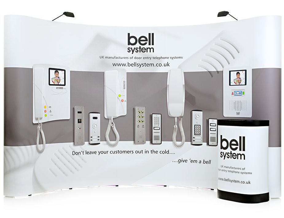 3x5 Pop Up Exhibition Stand Includes: Printed Graphics, Counter & LED Lights.
