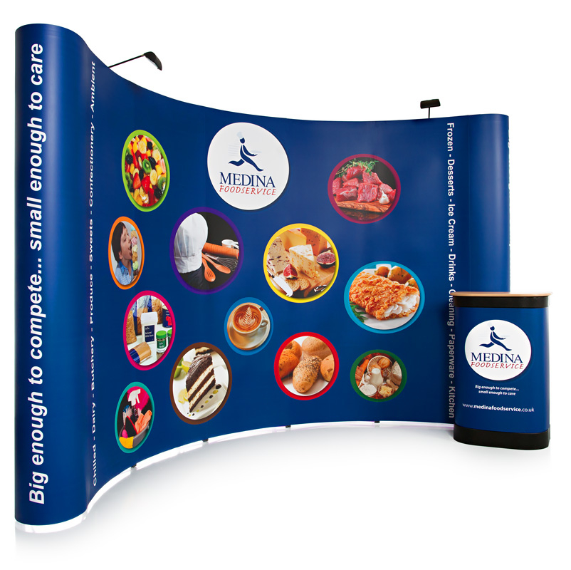 3x5 Double Sided Exhibition Stands also Available as a Curved Pop Up Stand