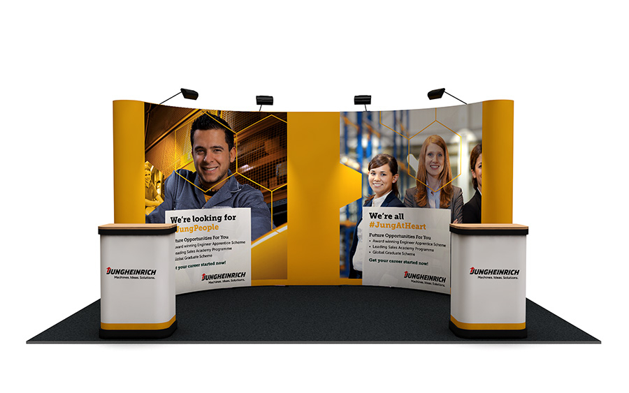 Linked Pop Up Display Stand Curved Backwall