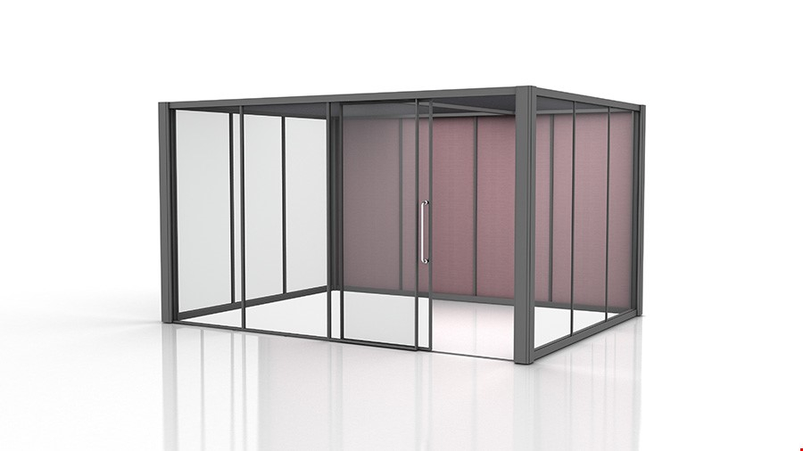 4m x 3m Glazed Meeting Room with Acoustic Fabric Wall