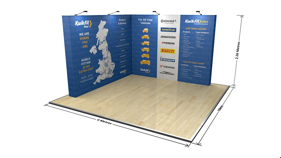 4m x 4m Fabric Exhibition Stand Backwall Dimensions