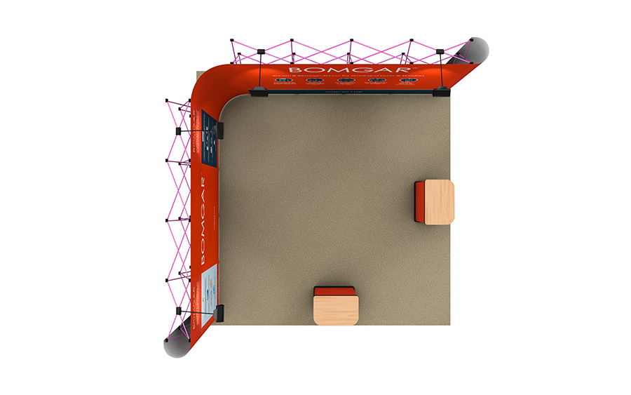 4m x 4m L-Shaped Linked Pop Up Display Left Side Plan View