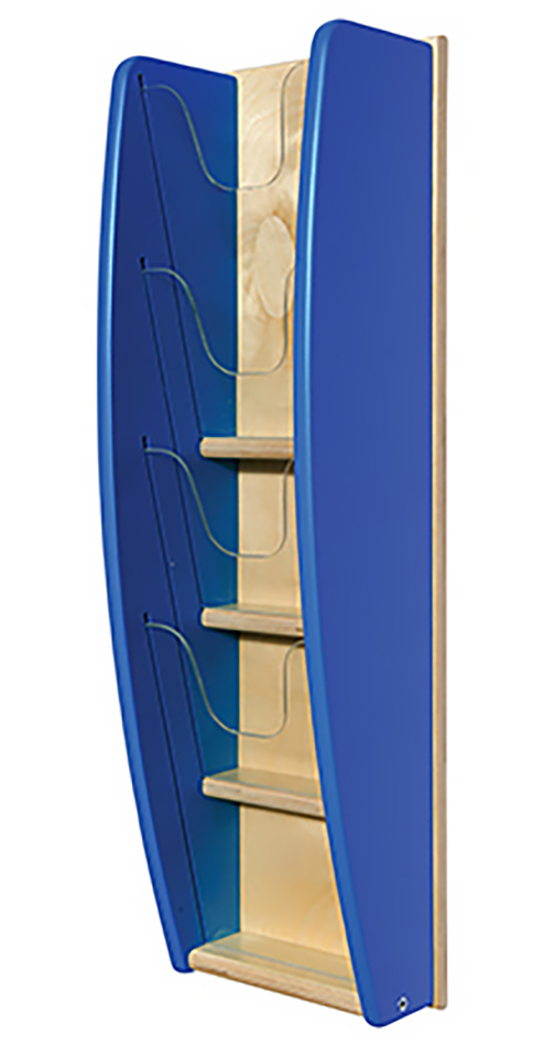 4x 1/3 A3 Colourama Wall Mounted Leaflet Rack in Blue