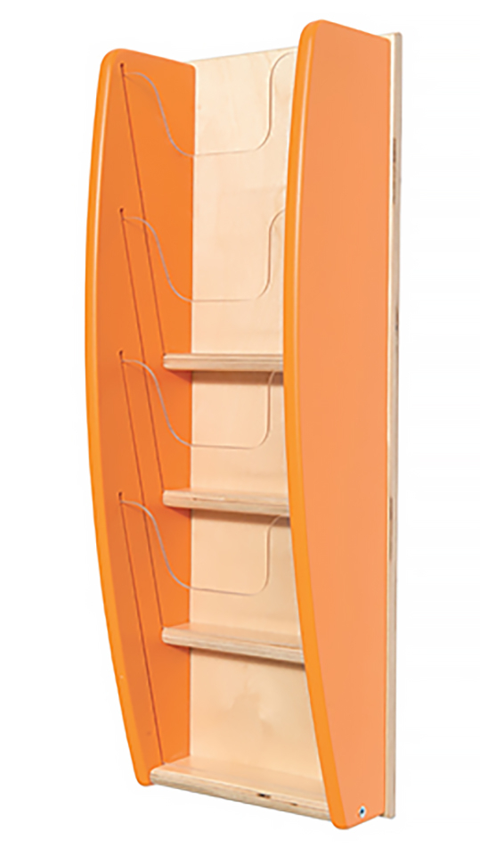 4x A5 Colourama Wall Mounted Leaflet Rack in Sunset Orange
