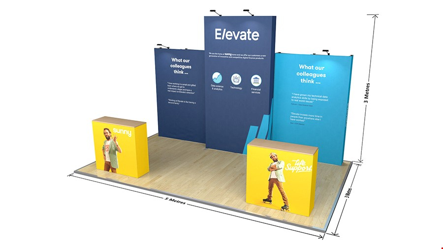 5m XL Jumbo Fabric Exhibition Stand Dimensions