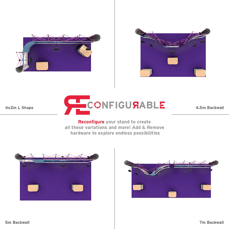 Create Different Sized Exhibition Stands By Reconfiguring The Linked Pop Up Stands Hardware