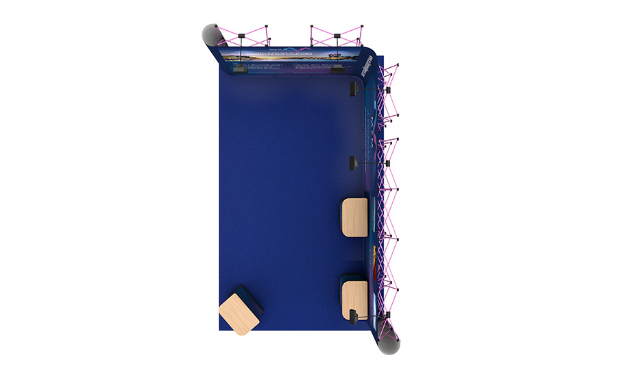 5m x 3m L-Shaped Linked Pop Up Stand Right Side Plan View