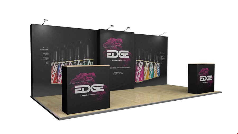 6m Modular Exhibition Stand Back Wall With Two Optional Hop Up Promotional Counters