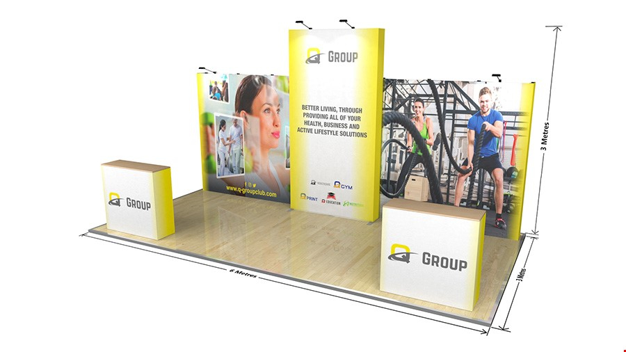 6m XL Jumbo Fabric Conference Display Stands Dimensions
