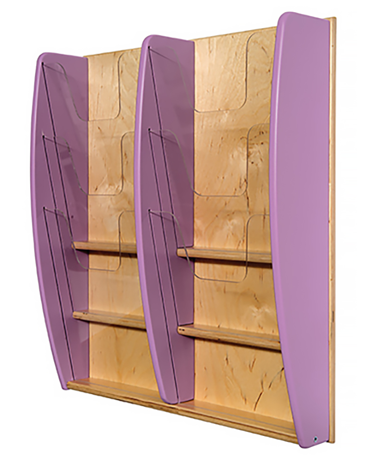 6x A4 Colourama Wall Mounted Leaflet Rack in Lilac