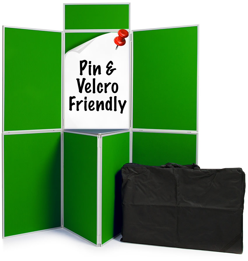7 Panel Folding Display Boards with display shelf, portable bag and header stand