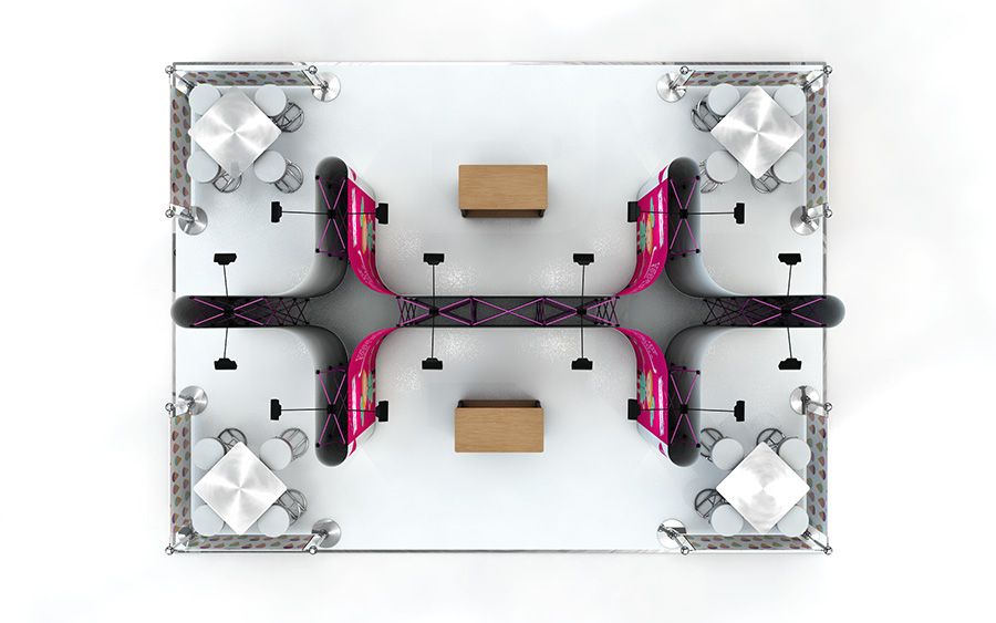 8m x 6m Linked Pop Up Exhibition Stand Plan View