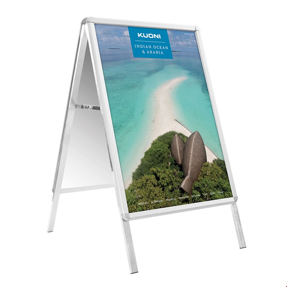 A-Master A-Frame Pavement Sign With Rounded Corners And Silver Frame