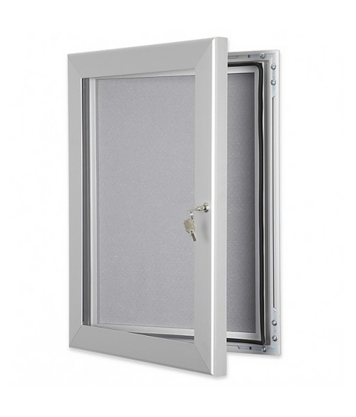 External Notice Board with pinnable grey interior for pins, tacks and staples