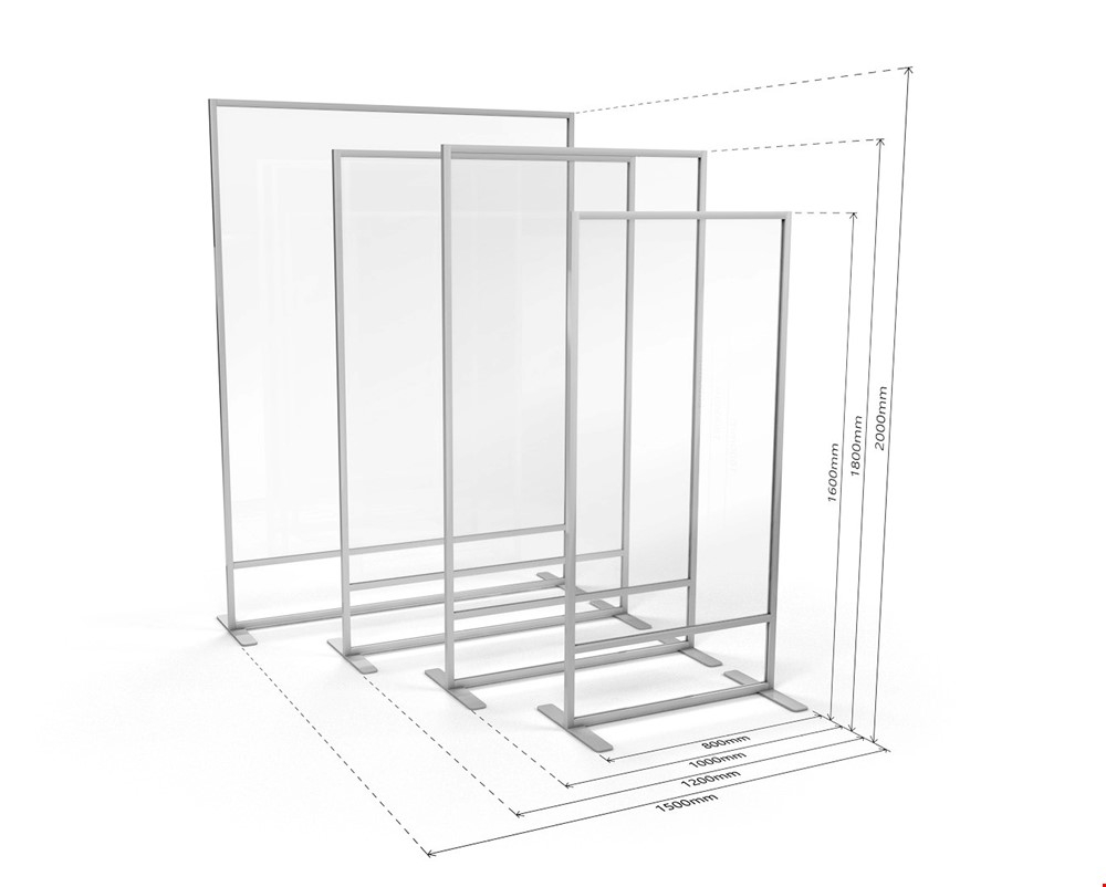 Dimensions Of ACHOO® Crystal Clear Freestanding Office Screens With Stabilising Feet