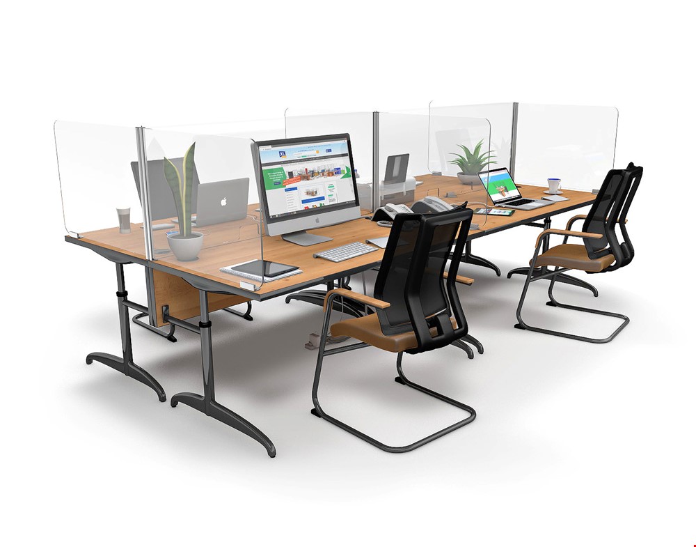 ACHOO<sup>®</sup>  Crystal Clear Modular Desk Screens 4 Bay Workstation Dividers