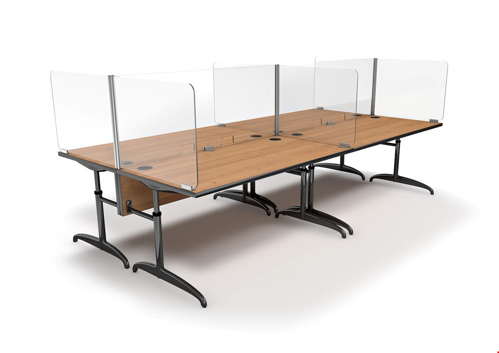 ACHOO® Modular Desk Screens For a 4 Bay Office Workstation With End Bay Screens - To Create A Socially Distanced Working Environment