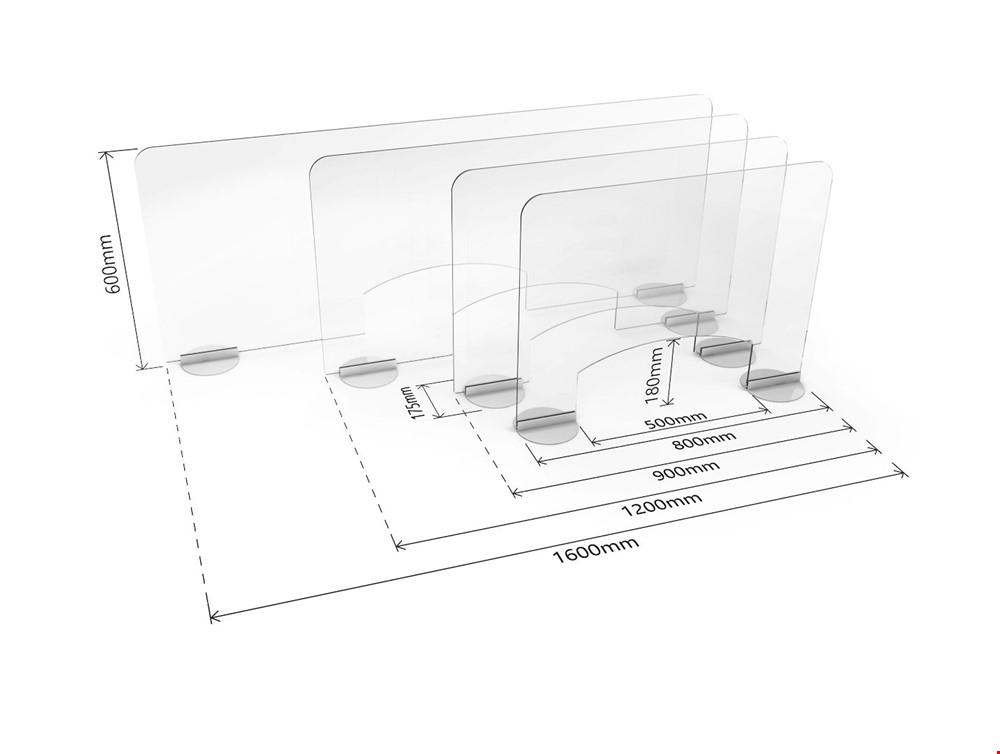 ACHOO® Desk Protective Screens Dimensions With Cut Outs