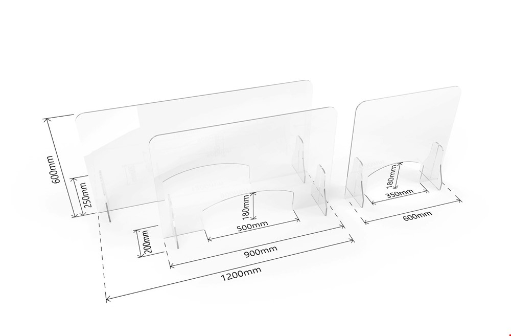 ACHOO® Free Standing Perspex Screens With Cutouts Dimensions