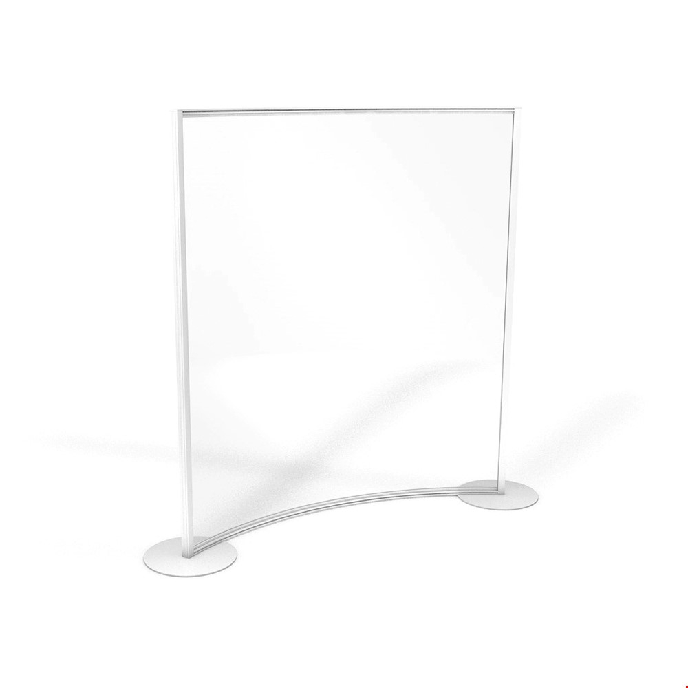 ACHOO® Freestanding Curved Perspex Divider With White Aluminium Frame